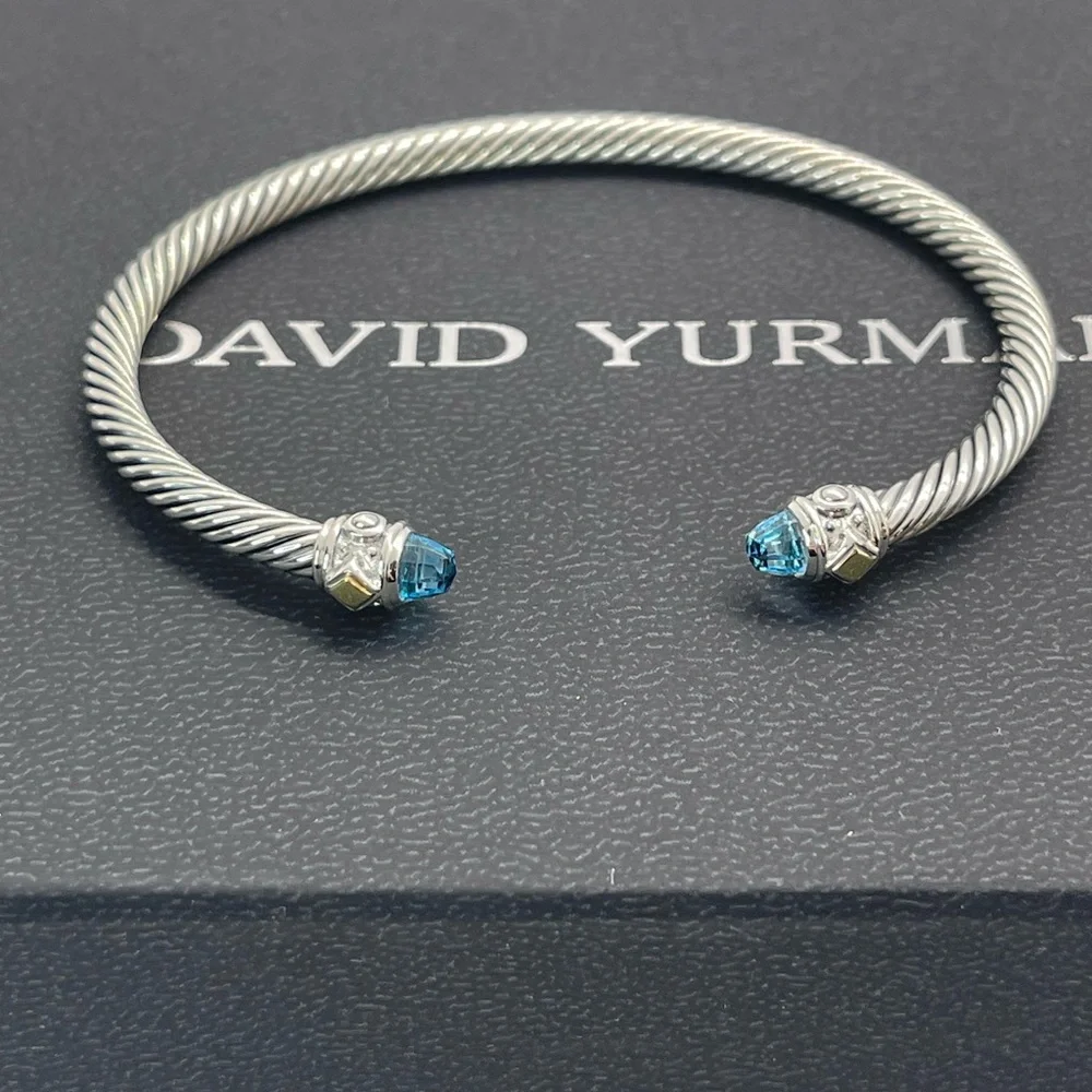 David Yurman Renaissance Blue Topaz Bracelet with 18K Yellow Gold - Picture 4 of 15